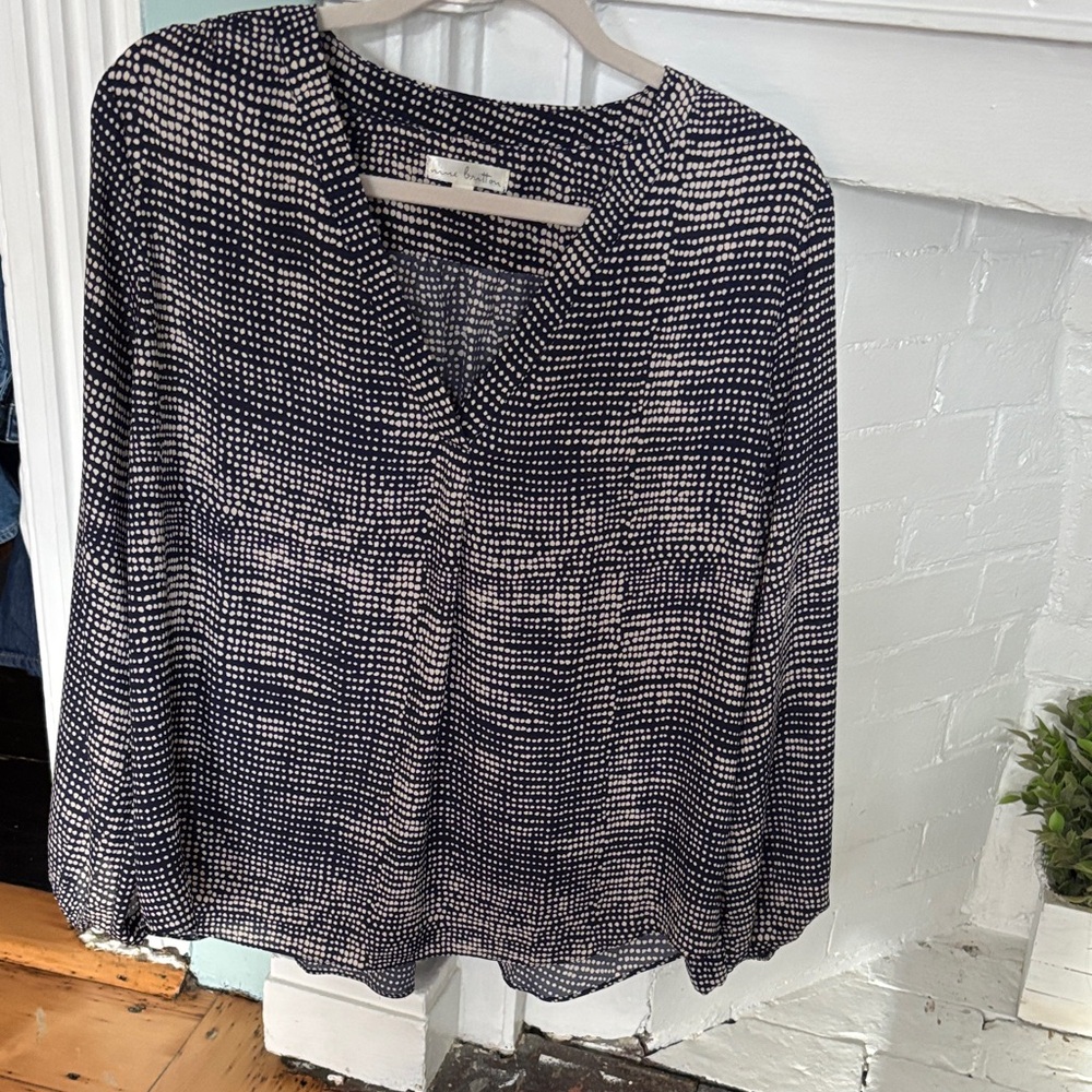 Nine Britton Navy and Cream Blouse